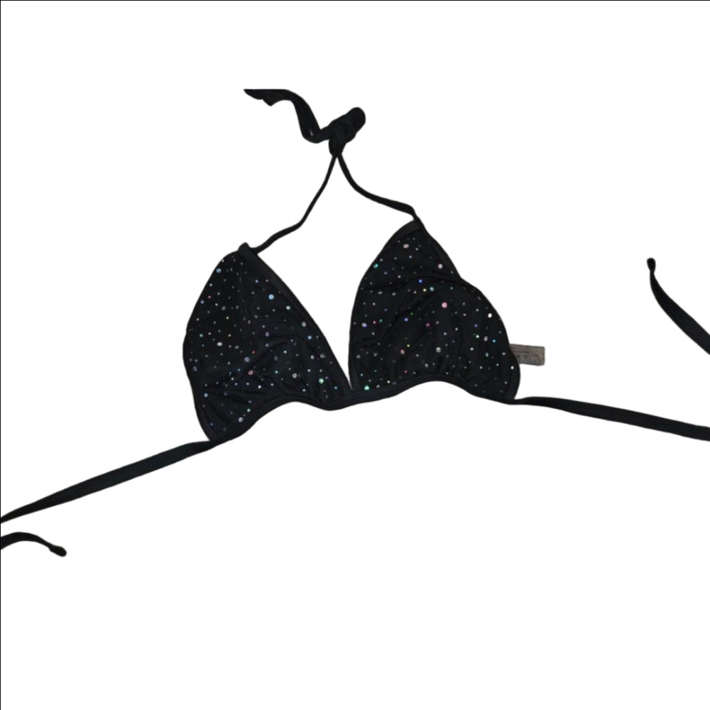 Women's Unbranded Black Iridescent Sequin Bikini Top 1X